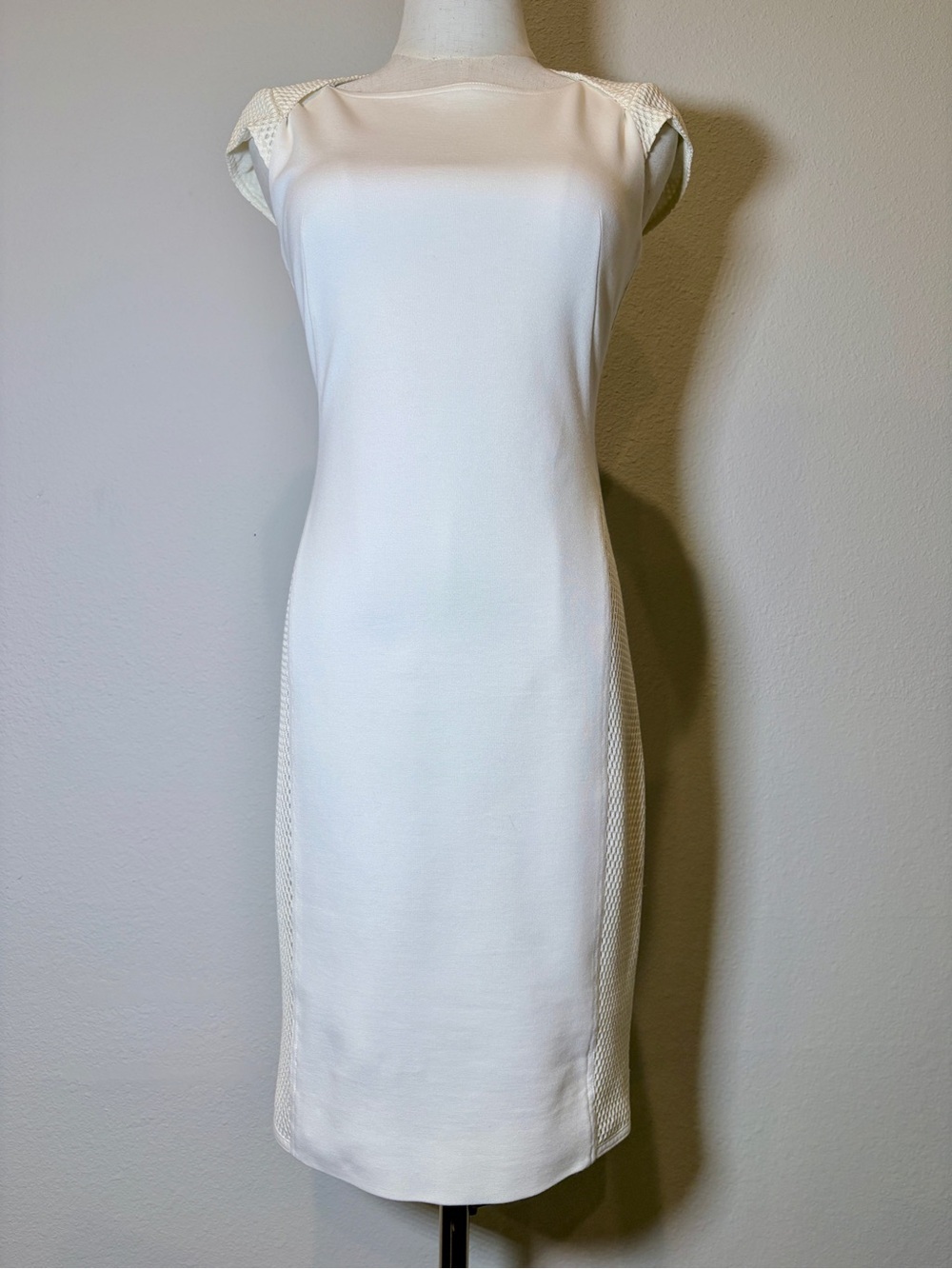 Akris Punto Cream Mesh-Panel Sheath Dress Size 2 - Picture 2 of 12